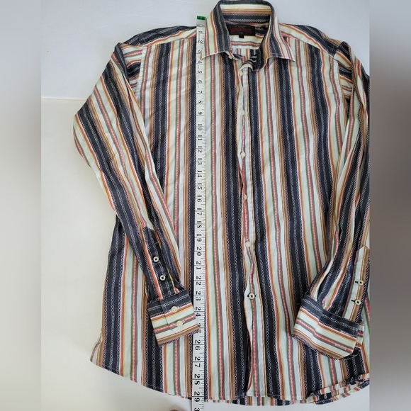 Dragonfly Mens Colorful Vertical Stripes Front Button Down Casual Retro Shirt - Picture 3 of 9